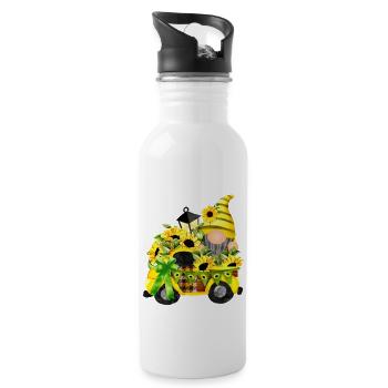 Sunflower Truck Clipart Gnome - Water bottle with straw - white - Right