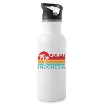 Vintage Urlaub Reise Pulau Indonesien Asien - Trinkflasche mit integriertem Trinkhalm - Weiß - Rechts