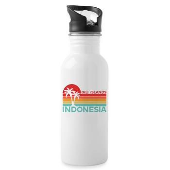 Vintage Urlaub Reise Gili Islands Indonesien Asien - Trinkflasche mit integriertem Trinkhalm - Weiß - Rechts