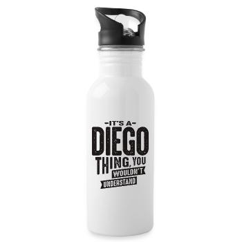 It's a Diego Thing Personalized Name - Water bottle with straw - white - Right