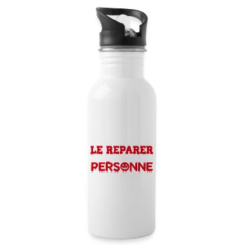 si papy ne peut pas le réparer personne ne peut - Gourde avec paille intégrée - blanc - Droite
