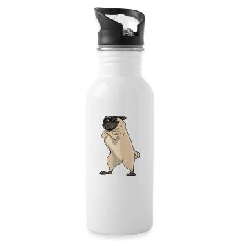 I Like Pugs Really - Water bottle with straw - white - Right