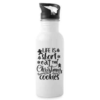 La vie est courte ! Mangez plus de biscuits - Gourde avec paille intégrée - blanc - Droite
