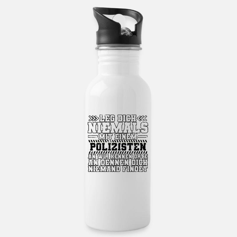Polizist Polizei - Trinkflasche mit integriertem Trinkhalm - Weiß