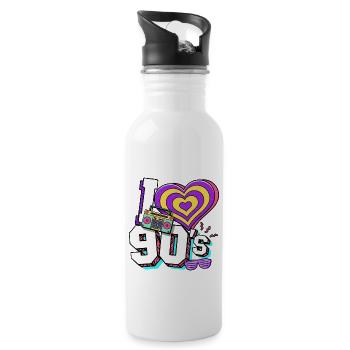 90s I Love 90s - Water bottle with straw - white - Right