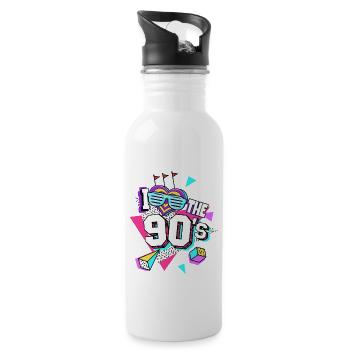 90s I Love The 90s - Water bottle with straw - white - Right