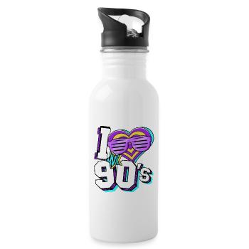 90s I Love 90s - Water bottle with straw - white - Right