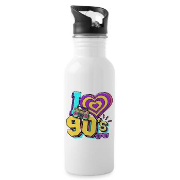 90s I Love 90s - Water bottle with straw - white - Right