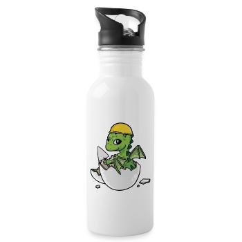 Dino Handwerker Eierschale Maurerkelle Maurer Job - Trinkflasche mit integriertem Trinkhalm - Weiß - Rechts