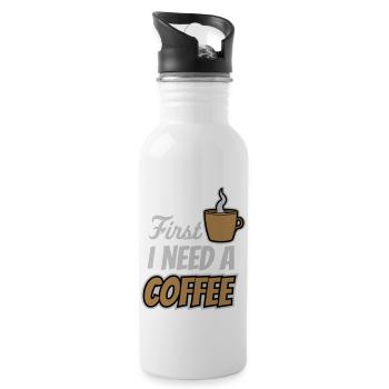Fist I need Coffee - Trinkflasche mit integriertem Trinkhalm - Weiß - Rechts