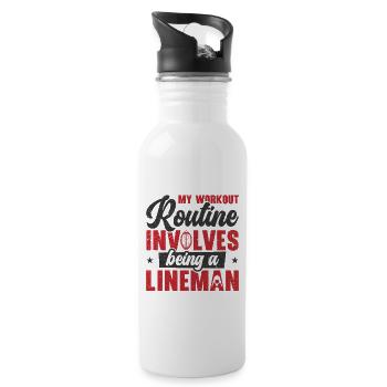 Football Lineman Leben Workout Routine Spieler - Trinkflasche mit integriertem Trinkhalm - Weiß - Rechts