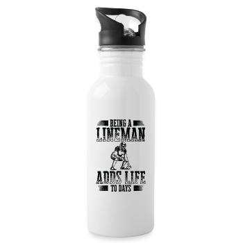 Football Lineman Leben Spieler Sport - Trinkflasche mit integriertem Trinkhalm - Weiß - Rechts