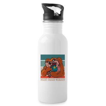 Nicht Frech Werden Design für Faultier Fans - Trinkflasche mit integriertem Trinkhalm - Weiß - Rechts