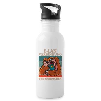 E-Lan Verbindung Unterbrochen Faultier Fans - Trinkflasche mit integriertem Trinkhalm - Weiß - Rechts
