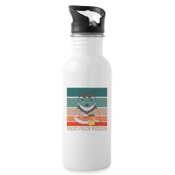 Nicht Frech Werden Design für Husky Fans - Trinkflasche mit integriertem Trinkhalm - Weiß - Rechts