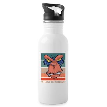Willst Du Stress? Design für Affen Fans - Trinkflasche mit integriertem Trinkhalm - Weiß - Rechts