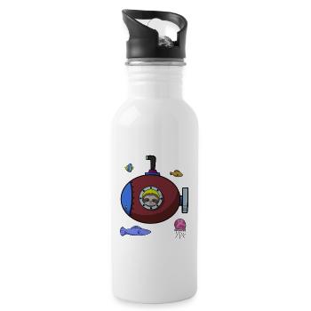 Scuba Diving Sloth Lazy Animal Diving I Gift - Water bottle with straw - white - Right