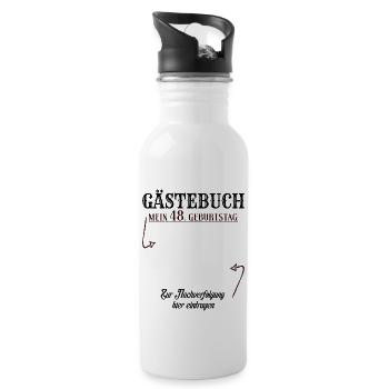 48 Jahre Gästebuch 48. Geburtstag Nachverfolgung - Trinkflasche mit integriertem Trinkhalm - Weiß - Rechts