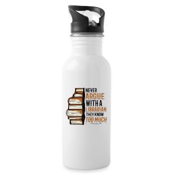 Streite niemals mit einer Bibliothekarin. - Trinkflasche mit integriertem Trinkhalm - Weiß - Rechts