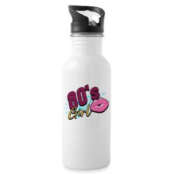 80s 80s Girl - Water bottle with straw - white - Right