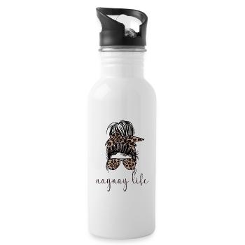 Naynay Grandma Mother's Day Naynay Gift Grandmother - Water bottle with straw - white - Right