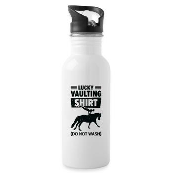 Pferdesport Voltigieren Funny Lucky Riding Reiten - Trinkflasche mit integriertem Trinkhalm - Weiß - Rechts