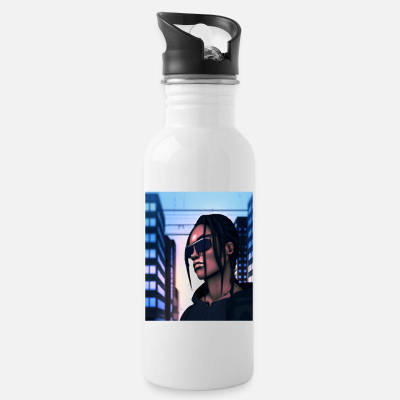 Gamer Cibercity - Trinkflasche mit integriertem Trinkhalm - Weiß