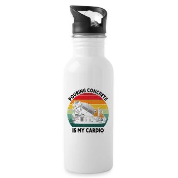 Concrete builder design for construction workers and construction site - Water bottle with straw - white - Right