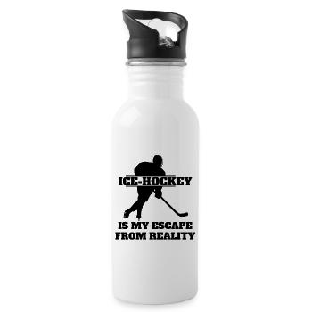 Eishockey Geschenk Eishockeyteam Wintersport - Trinkflasche mit integriertem Trinkhalm - Weiß - Rechts