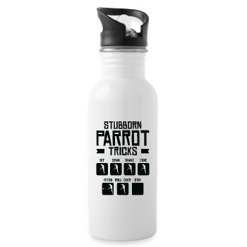 Macaw Birdnerd Pet Tricks Stubborn Parrot - Water bottle with straw - white - Right