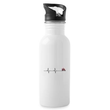 Cadeau de battement de cœur postier livreur postir - Gourde avec paille intégrée - blanc - Droite