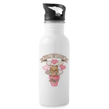 Bébé fille, bébé ours, motif bébé ours en peluche - Gourde avec paille intégrée - blanc - Droite