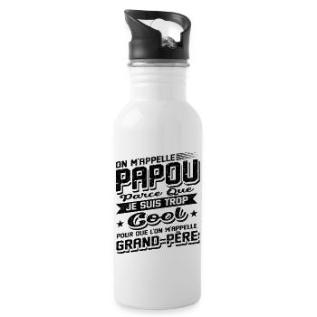 Papou Fete Des Grand Pères Papy - Gourde avec paille intégrée - blanc - Droite