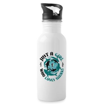 Girl who loves sharks - Water bottle with straw - white - Right