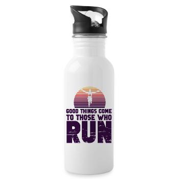 Running Runner Semi-Marathon Rétro - Gourde avec paille intégrée - blanc - Droite
