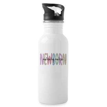 Beste Neugeborenen-Krankenschwester Geschenk - Trinkflasche mit integriertem Trinkhalm - Weiß - Rechts