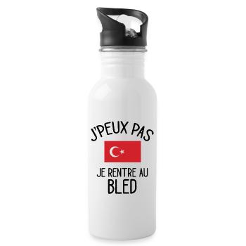 J'Peux Pas Turquie Humour Idée Cadeau Turc - Gourde avec paille intégrée - blanc - Droite