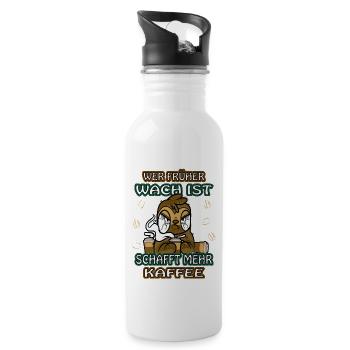 Wer früher wach ist schafft mehr Kaffee Faultier - Trinkflasche mit integriertem Trinkhalm - Weiß - Rechts