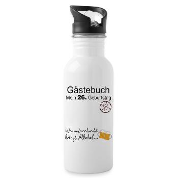 26. Geburtstag Gästebuch Geschenk Zum Geburtstag - Trinkflasche mit integriertem Trinkhalm - Weiß - Rechts