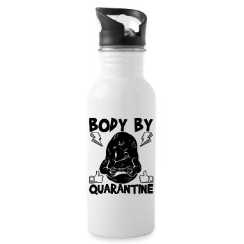 Body By Quarantine Funny Social Distancing - Water bottle with straw - white - Right