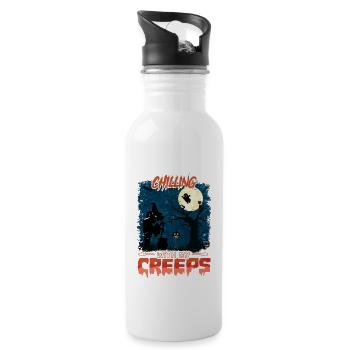 Happy Halloween Party Hexe Fledermaus Grusel Spuk - Trinkflasche mit integriertem Trinkhalm - Weiß - Rechts