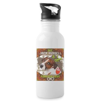Jack Russell Terrier, saying - Water bottle with straw - white - Right
