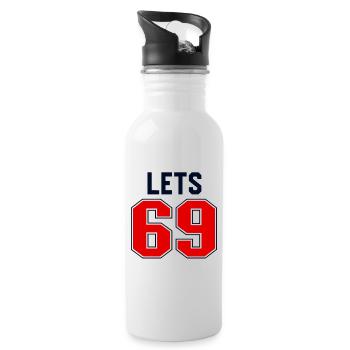Lasst uns 69 Jersey lustiger Erwachsener unangemes - Trinkflasche mit integriertem Trinkhalm - Weiß - Rechts