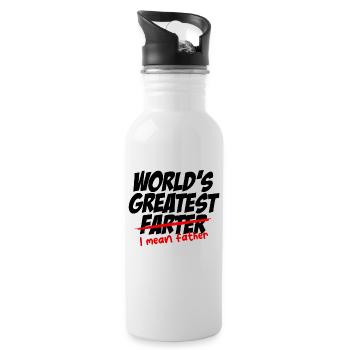 Der gr��te Farter der Welt, ich meine Vater lustig - Trinkflasche mit integriertem Trinkhalm - Weiß - Rechts