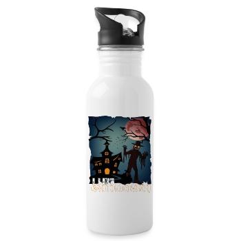 Happy Halloween Grusel Monster Spuk Horror Schreck - Trinkflasche mit integriertem Trinkhalm - Weiß - Rechts
