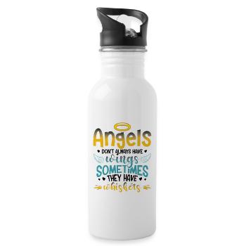 Angels Don't Always Have Wings. - Water bottle with straw - white - Right