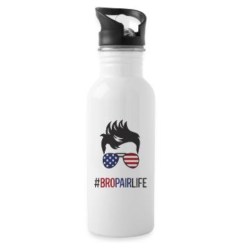 Bropair Amerika Bro-Pair USA Male Au Pair Boys - Trinkflasche mit integriertem Trinkhalm - Weiß - Rechts