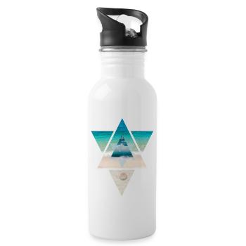 Sommer Sonne Meer Dreieck - Trinkflasche mit integriertem Trinkhalm - Weiß - Rechts
