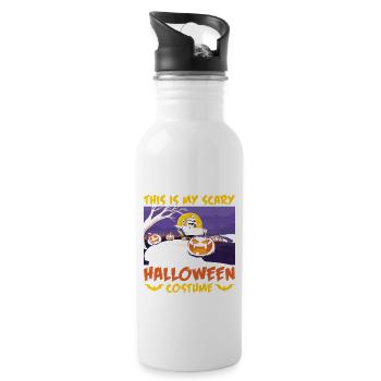 Scary halloween pumpkin witches zombie ghosts - Water bottle with straw - white - Right