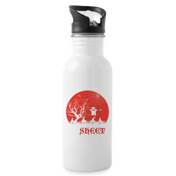 Scary halloween pumpkin witches zombie ghosts - Water bottle with straw - white - Right